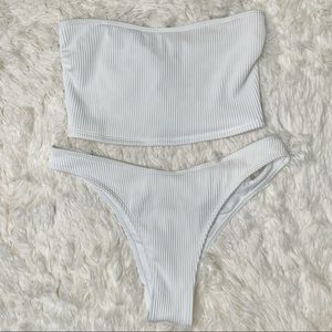 AF Ribbed High Leg Strapless Bikini NWOT